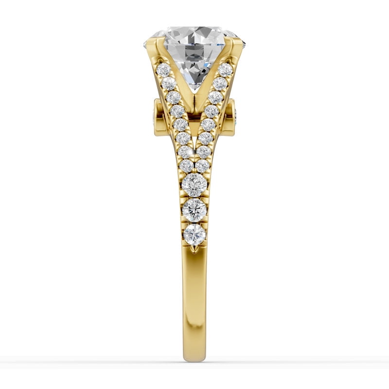 OMRE 4 Carat Moissanite Ring 18K Yellow Gold Plated 925 Sterling Silver Anniversary Engagement Wedding Promise Ring for Women