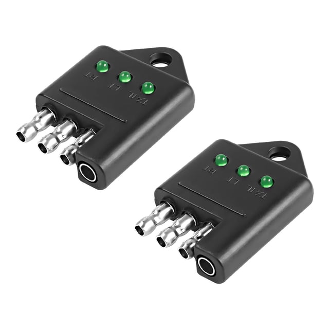4 Pin Trailer Socket Tester 4 Way Flat Trailer Socket Light Tester for Towed Vehicle Wiring with LED Indicator Lights Circuit Tester Car Accessories 2pcs