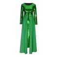 thumbnail image 4 of IROINNID Sequin Dress for Women Round- Neck Palette Suspenders High Waist Condole Gold Velvet High Waist Formal Dress Deals,Green, 4 of 6