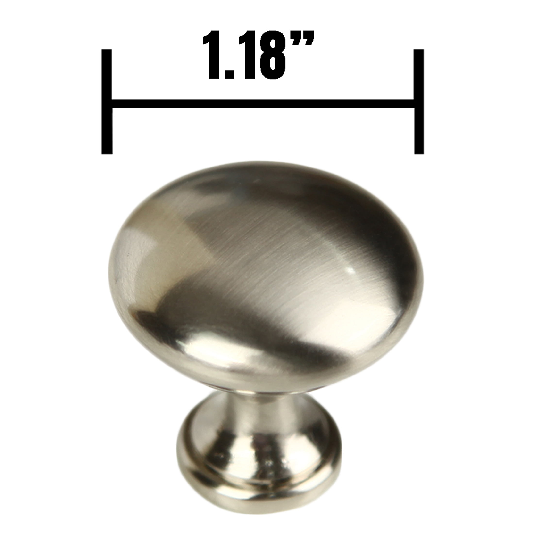 (2 pack) Mainstays Brushed Nickel Round Mushroom Knob, Steel, 10 Pack