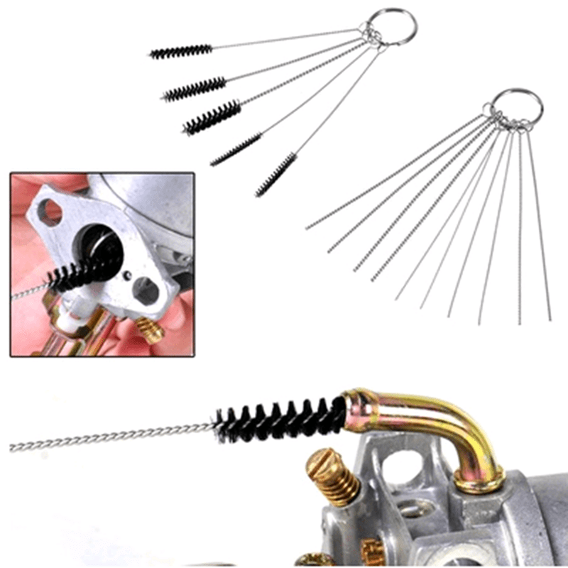 Carburetor Carbon Dirt Jet Remove 10 Cleaning Needles and 5 Brushes Tool Kits Set For Car Motor