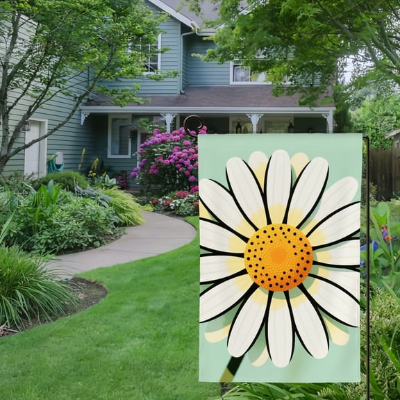 Spring Summer Garden Flag Double Sided Daisy Bloom Linen Welcome Yard House Outside Outdoor Decoration,12*18 inch