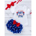 thumbnail image 2 of Bagilaanoe 4th of July Clothes for Newborn Baby Girl Letter Print Short Sleeve Romper Tops + Stars Shorts + Headband 3M 6M 12M 24M Infant Independence Day Outfits 3pcs Short Pants Set, 2 of 9