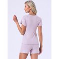 thumbnail image 4 of DARING DIVA Women's Nursing Modal Short Sleeves Postpartum Pajama Sets S Purple, 4 of 7