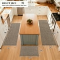 thumbnail image 2 of MeyJey Geometric Lines Kitchen Rugs Sets of 3, Non Slip Washable Kitchen Mats for Floor, Brown, 2 of 7
