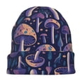 thumbnail image 7 of Xecao Floral Hippie Mushrooms Print Beanie Knitted Hat for Men Women, Winter Fashion Knit Cuffed Caps Unisex, 7 of 7