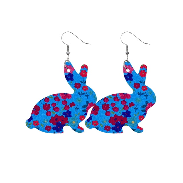 Earrings Double Rabbit Printed Jewelry Earrings Easter Girls Drop For Women Colorful Jewelry Sided Cute Earrings