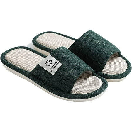 

CoCopeaunt Unisex Washable Cotton Open Toe Lightweight Home Slippers Indoor Comfy Shoes Casual Flax Soft Non-Slip Sole Bathroom Shoes