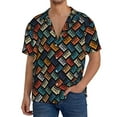 thumbnail image 3 of Xecao offers the Retro Tape for Men's Casual Short-sleeved Shirt, a button-up collared shirt with a pocket, perfect for beach vacations and yacht travel in the Small size., 3 of 7