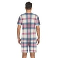 thumbnail image 6 of joogoo Men's Pajama Set Pink Checkered Grid Pattern V-Neck Pj Shorts Set 2 Piece Loungewear Sleepwear XL, 6 of 7