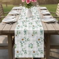 thumbnail image 4 of Daisy Table Runner - 72 Inch Long Spring Eucalyptus Leaves Flowers Botanical Gray Plaid Cotton and Linen Blended Dress Scarves Farmhouse Table Runner for Kitchen Dining, Coffee Table, 13" x 72", 4 of 8