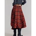 thumbnail image 2 of Red Asymmetrical Midi Plaid Skirt For Women Casual Streetwear Wrap Style, 2 of 5