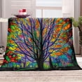 thumbnail image 3 of Autumn Forest Blanket Fall Tree Mystic Foggy for Kids Girls Men Husband Wife Orange Leaves Nature Scenery Room Decor Birthday Soft Plush Throw 50"x60", 3 of 6