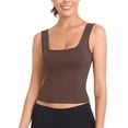 thumbnail image 2 of 4 Pack Square Neck Crop Tops for Women Workout Tank Tops Trendy Going Out Tops Gym Shirts BLACK GREY NUDE COFFEE L, 2 of 5