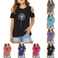 thumbnail image 5 of WOYY Big Girls Cold Shoulder T Shirt Dandelion Print Short Sleeve T-Shirt, Sizes 3-12, 5 of 5