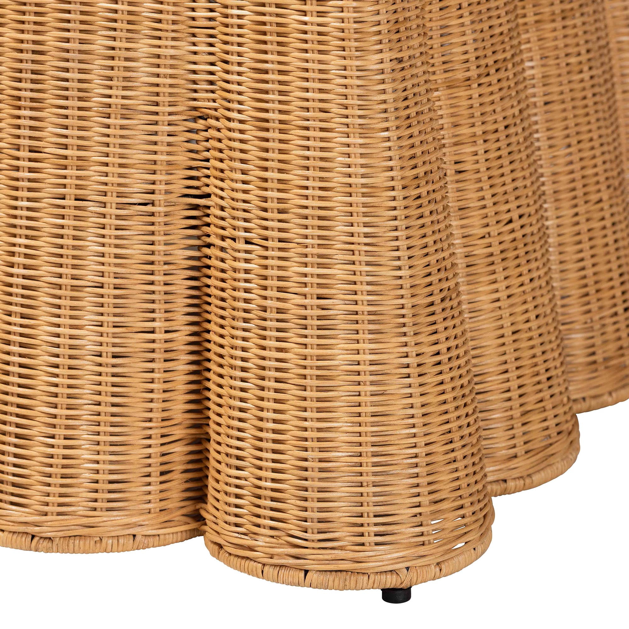 bali & pari Palm Boho Ottoman, Natural Rattan, Honey