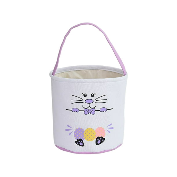Moyic Bolsa de conejito Canasta de Pascua Conveniencia Cubos de vacaciones Suministros para niños Patrones surtidos decorativos Bolsas con Almacenamiento y organización del hogar Huella Huevo Púrpura