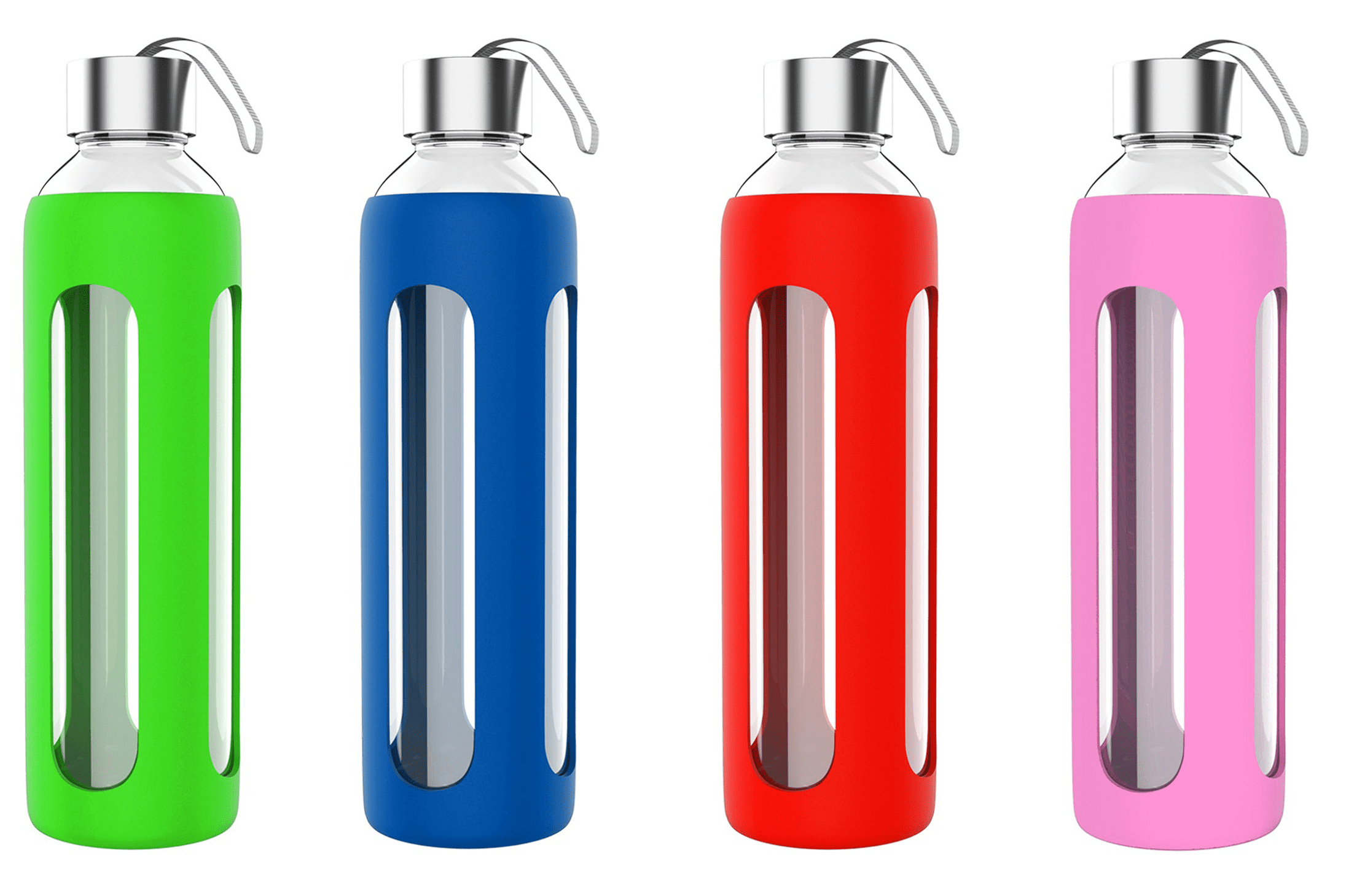 20oz Glass Water Bottle With Protective Silicone Sleeve BPA Free By 