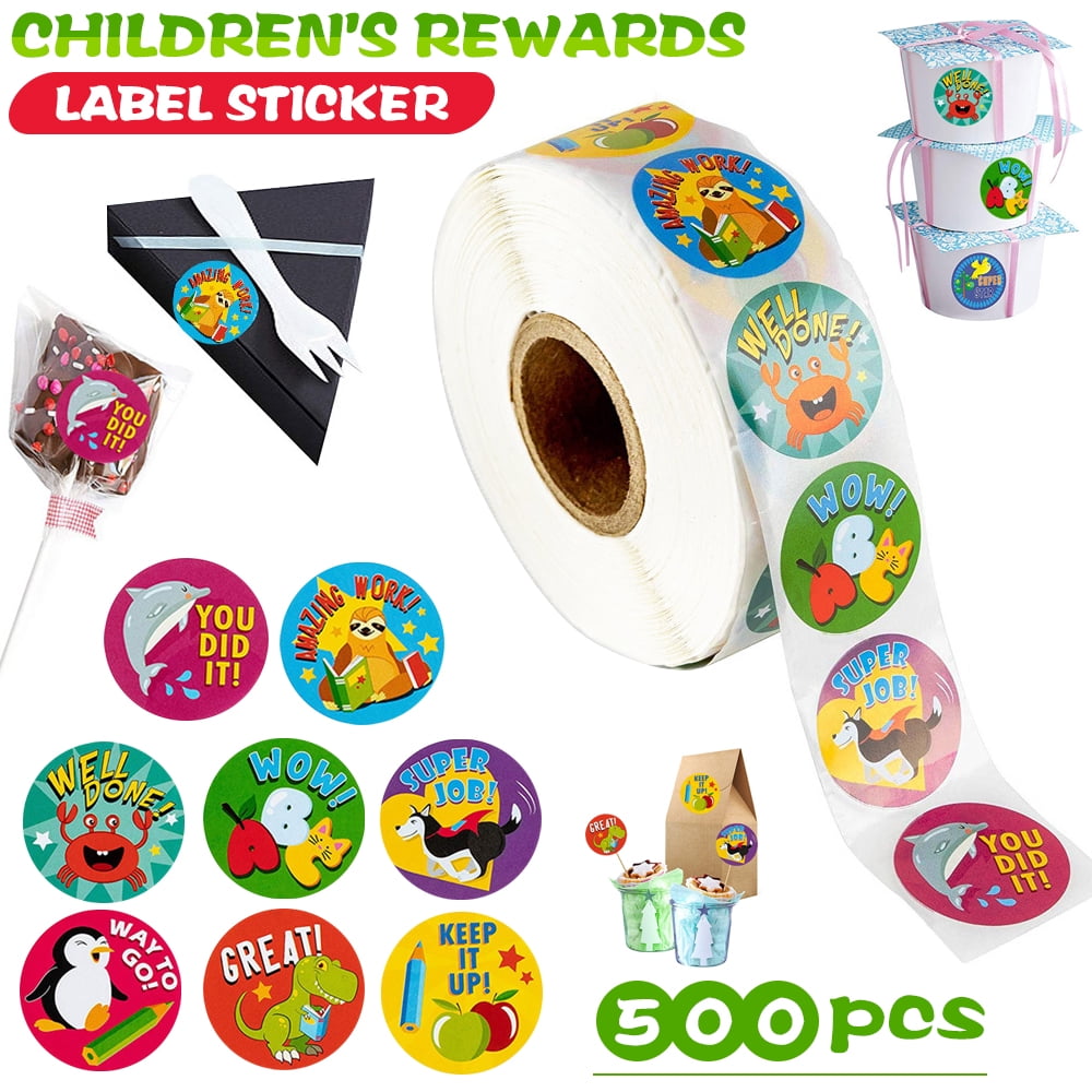 Each Measures 1.5 in Diameter 600 Original Cartoon Animal Incentive Stickers Teacher Encouraging Reward Gifts for Kids Motivational Labels in 16 Designs 