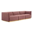 thumbnail image 2 of Modway Conjure Channel Tufted Performance Velvet Sofa in Gold/Dusty Rose, 2 of 5