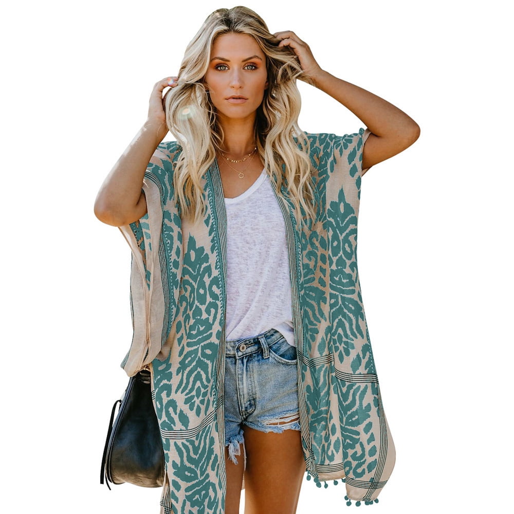 Women's Cardigan Short Sleeve Printed 