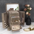 thumbnail image 7 of Emfogo Jewelry Box for Women, Rustic Wooden Jewelry Boxes & Organizers with Mirror, 4 Layer Jewelry Organizer Box Display for Rings Earrings Necklaces Bracelets (Weathered Gray), 7 of 7