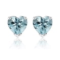 thumbnail image 1 of JeenMata Hermosos Aretes Tipo Botón con Corte de Corazón de 1 Quilate, Aguamarina (Piedra Natal de Marzo), Chapado en Oro Blanco de 18 K sobre Plata, 1 of 5