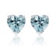 thumbnail image 1 of JeenMata Hermosos Aretes Tipo Botón con Corte de Corazón de 1 Quilate, Aguamarina (Piedra Natal de Marzo), Chapado en Oro Blanco de 18 K sobre Plata, 1 of 5