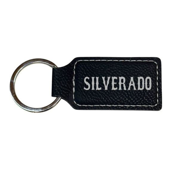 Keychain - Rectangle - Silverado - Leather
