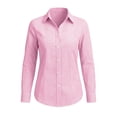 thumbnail image 7 of Feancey Business Shirts for Women Gingham Long Sleeve Button Down Shirt Lapel Collar V Neck Casual Dress Shirts Elegant Office Work Blouses Pink S, 7 of 7