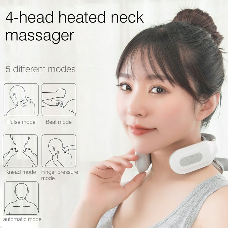 Neck Massager with Heat Micro Electric Massager for Neck Shoulder Pain USB Neck  Massager Relax Muscles 4 Heads Vibrator Heating Massager for Women & Men  Heated Intelligent Neck Massager Co 