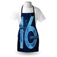 thumbnail image 3 of 16th Birthday Apron Greeting Joyful Cheerful Age Party Celebration on Night Sky Display, Unisex Kitchen Bib Apron with Adjustable Neck for Cooking Baking Gardening, Dark and Sky Blue, by Ambesonne, 3 of 3