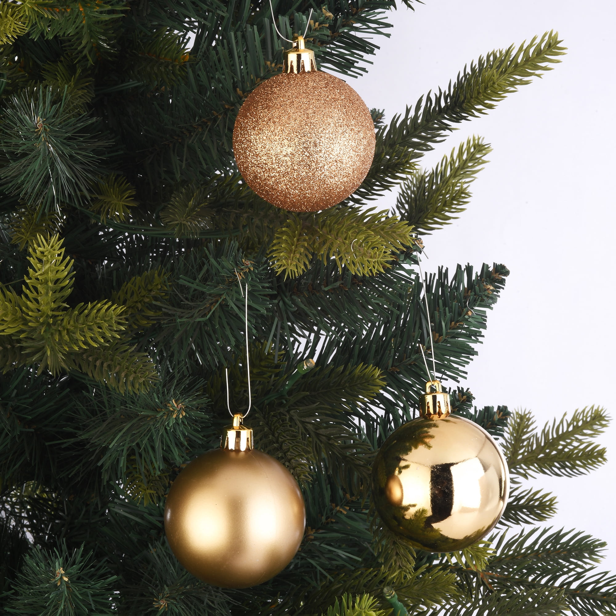 24-Count Gold Shatterproof Multi-Textured Christmas Ornaments, 2.36 in, by Holiday Time
