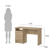 Tvilum Whitman 3 Drawer Office Desk with 1 Shelf for Adults, Oak Structure
