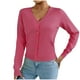thumbnail image 2 of Suéter de cuello en V para mujer, suéter de punto de color liso con cuello en V, cárdigan con botones, blusa para mujer, 2 of 8