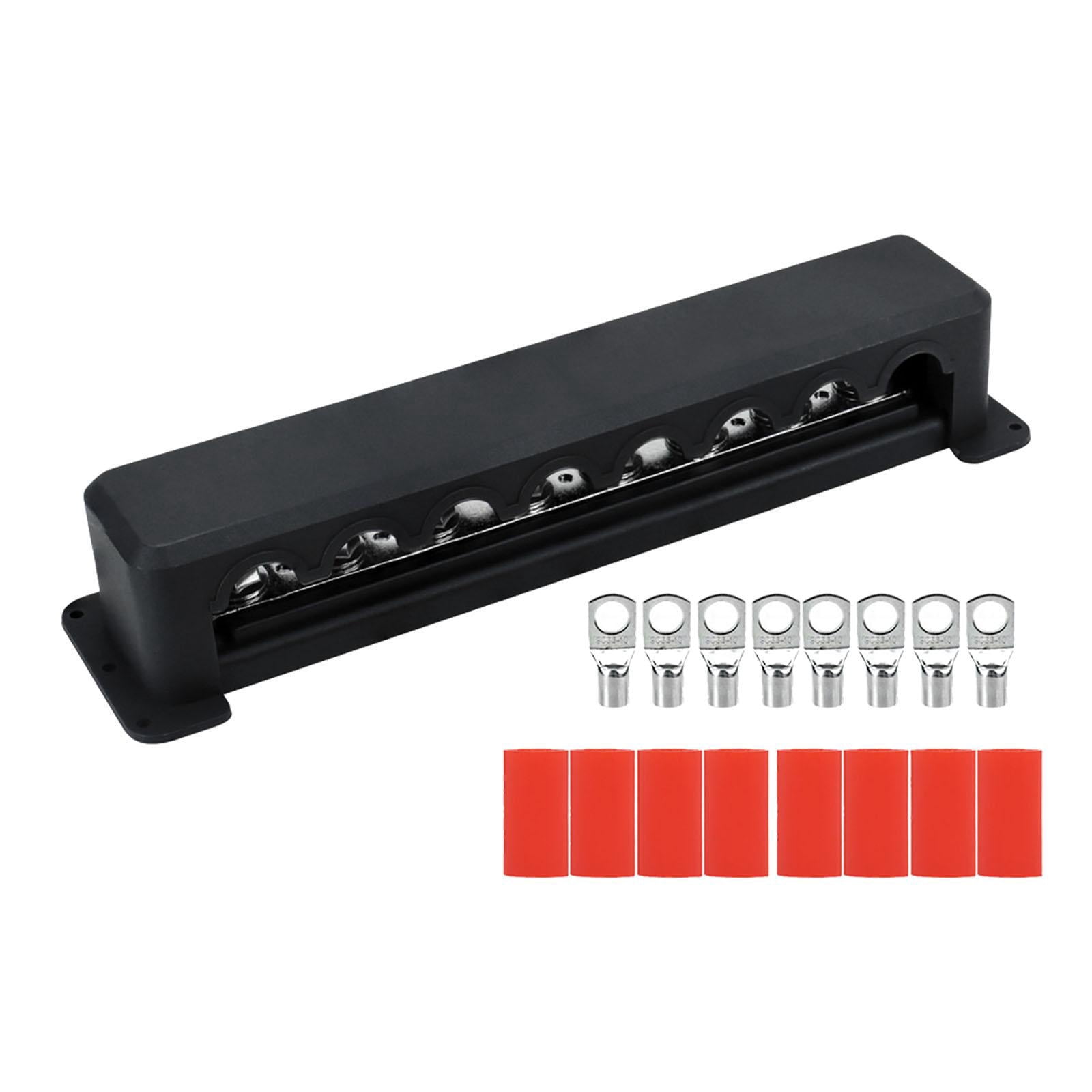 funtasica Power Distribution Block Bus Bar Terminal Block Part Replacement Upgrade Design 12-48V Battery Busbar 300A for Cars Boat Black
