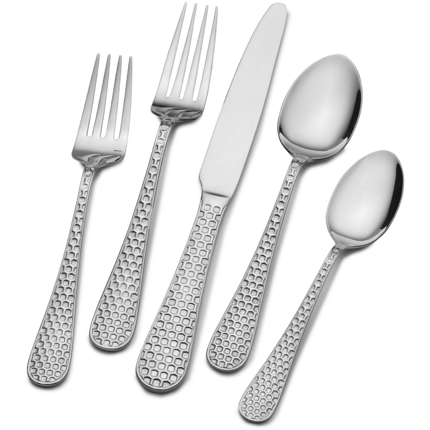 Service for 4 International Silver 5200978 Honeycomb 20-Piece Stainless Steel Flatware Set 