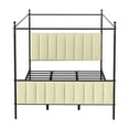 thumbnail image 7 of Dextrus King Upholstered Metal Canopy Bed with Adjustable Platform Frame, Cushioned Headboard & Footboard, Beige, 7 of 7
