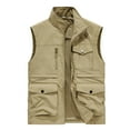 thumbnail image 2 of Mens Cargo Vests M-6XL Clearance Sale Plus Size Sleeveless Full Zipper Up Jackets Casual Solid Multi Pockets Outdoor Work Fishing Outerwear Vest Coats, 2 of 8
