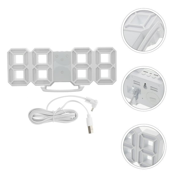 OUNONA White Plastic Wall Clock with Large Display for Home Decoration and Tabletop Use 11.8 Inches