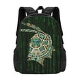 thumbnail image 1 of DouZhe Lightweight Backpack, Travel Outdoor Hiking Bag School Bookbag Casual Daypack Green Aztec Maya Mexico Style Prints Backpacks for Women Men, 1 of 7