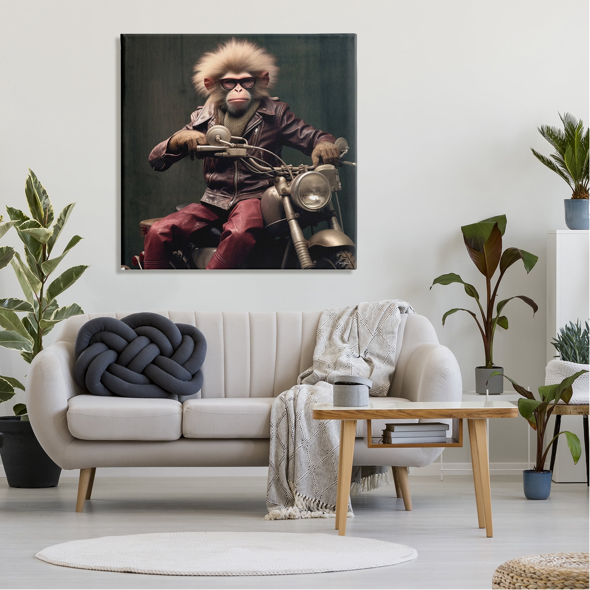 Stupell Industries Biker Monkey Portrait Animals & Insects Painting Gallery Wrapped Canvas Art Print Wall Art, 36 x 36