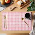 thumbnail image 2 of Pink Plaid Placemats Set of 4, Modern Art Checkered Farmhouse Placemats for Dining Table, Place Mats for Kitchen Tabletop, Waterproof Wipeable Dining Table Mats Set, 2 of 9