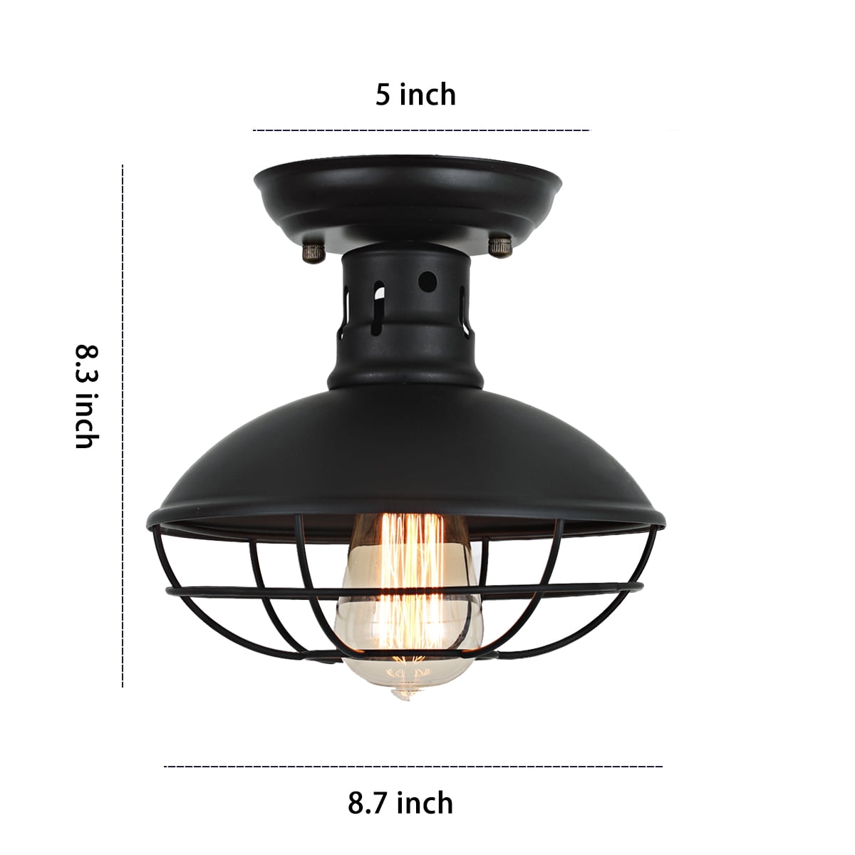 A Smile in the Mind Vintage 12” Ceiling Flush Mount Light with Glass Shade