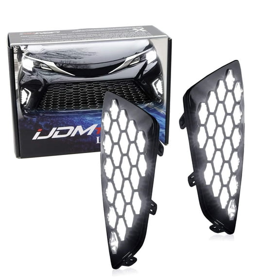 Bumper Vertical Mesh Insert Fit Switchback LED Daytime Running Light Kit For 2021-up Toyota Sienna XSE models ONLY, White LED DRL & Amber LED Sequential Turn Signal Feature