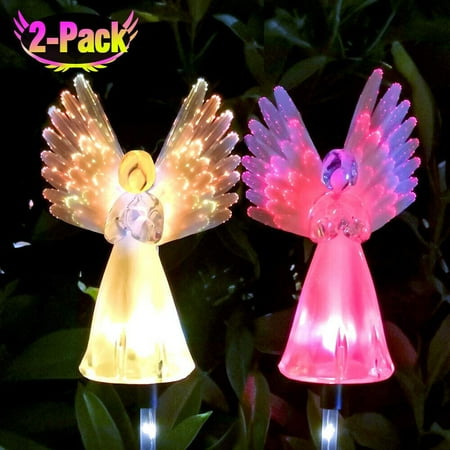 

2 Pack Solar Powered Angel Lights Outdoor Decorative Light For Garden Yard