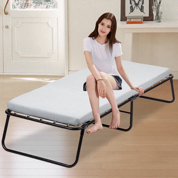 Dkelincs Portable Folding Bed with Mattress Twin Size Guest Bed