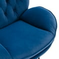 thumbnail image 4 of Swivel Chair with Ottoman Set, Velvet Tufted Upholstered Accent Chair, Single Sofa Chair with 360 Degree Metal Base for Living Room, Bedroom, Home Office, Blue, 4 of 9