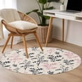 thumbnail image 4 of Grey Pink Botanical Round Area Rug 3Ft Washable Small Circle Rugs for Kitchen Entryway, Rustic Country Spring Floral Summer Leaf Non-Slip Carpet Floor Mats Indoor Outdoor Carpet Runner Home Decor, 4 of 8