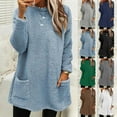 thumbnail image 4 of Fleece Tunic Tops Long Sleeve Soft Warm Winter Pullover Sweater Tops with Pockets Women Crew Neck Sherpa Thermals (X-Large, Dark Gray), 4 of 4